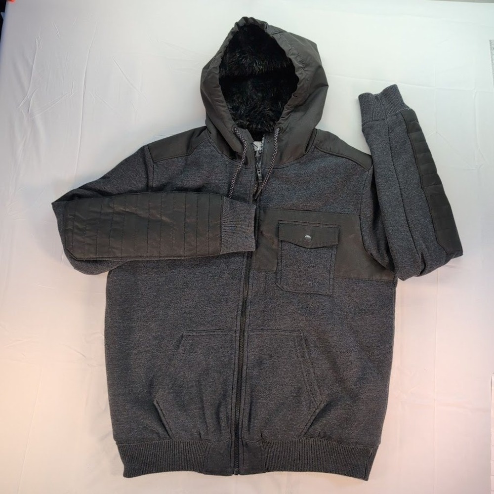 Fox Racing Sasquatch Mens Large Faux Fur Lined Full Zip Hoodie Jacket Y2K